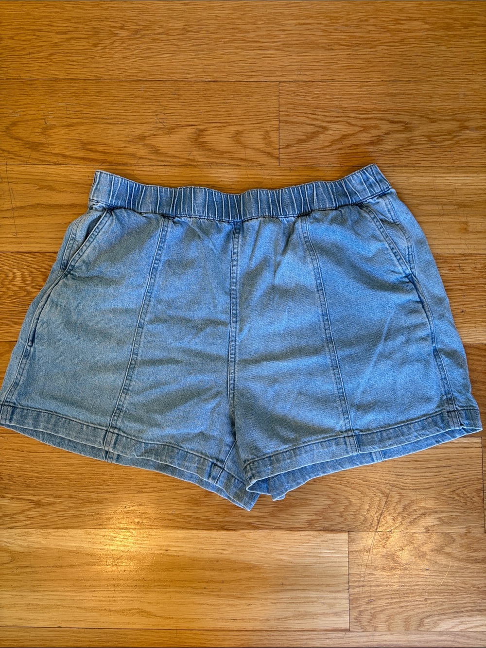 Madewell Light Blue Denim Elastic-Waist Shorts